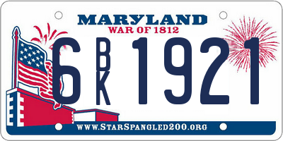 MD license plate 6BK1921
