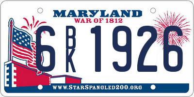 MD license plate 6BK1926