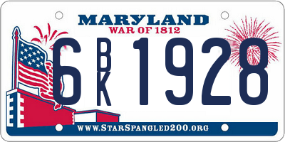 MD license plate 6BK1928