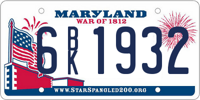 MD license plate 6BK1932
