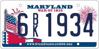 MD license plate 6BK1934