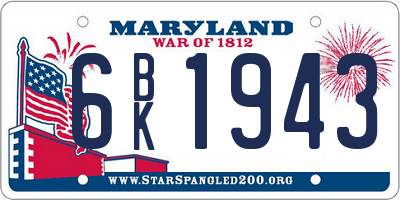 MD license plate 6BK1943