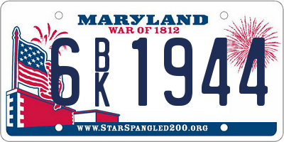 MD license plate 6BK1944
