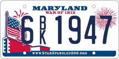 MD license plate 6BK1947