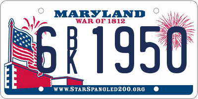 MD license plate 6BK1950