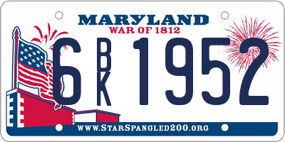 MD license plate 6BK1952