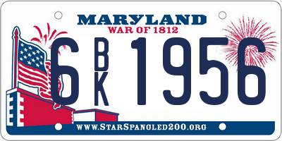 MD license plate 6BK1956