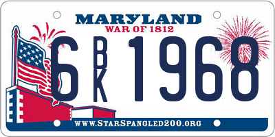 MD license plate 6BK1968