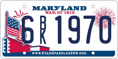 MD license plate 6BK1970