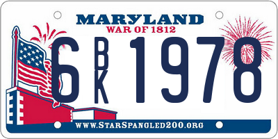 MD license plate 6BK1978