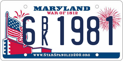 MD license plate 6BK1981