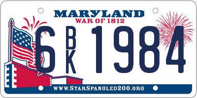 MD license plate 6BK1984