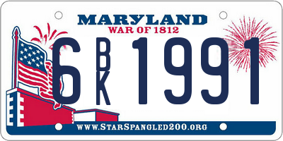 MD license plate 6BK1991