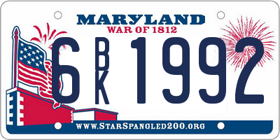 MD license plate 6BK1992