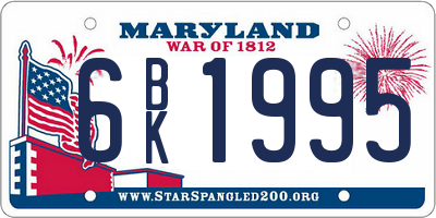 MD license plate 6BK1995