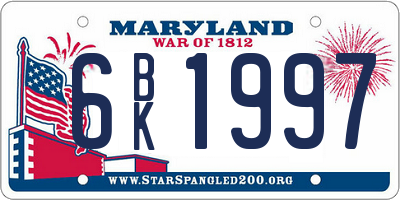 MD license plate 6BK1997
