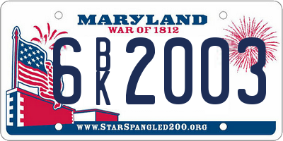 MD license plate 6BK2003