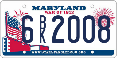 MD license plate 6BK2008
