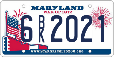 MD license plate 6BK2021