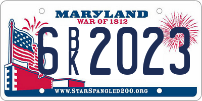 MD license plate 6BK2023