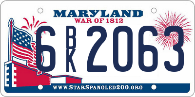 MD license plate 6BK2063