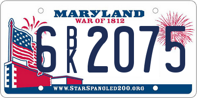 MD license plate 6BK2075