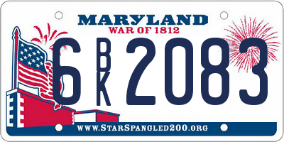 MD license plate 6BK2083