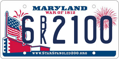 MD license plate 6BK2100
