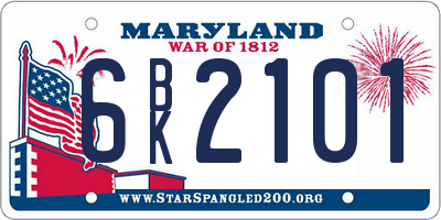 MD license plate 6BK2101