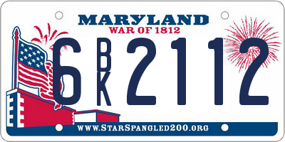 MD license plate 6BK2112