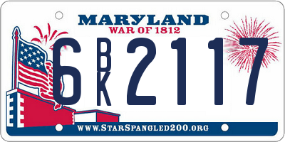 MD license plate 6BK2117