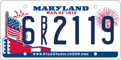 MD license plate 6BK2119