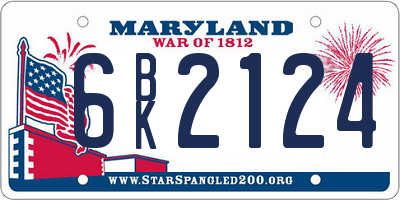 MD license plate 6BK2124