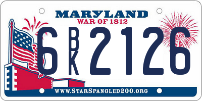 MD license plate 6BK2126