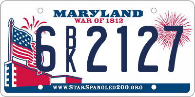 MD license plate 6BK2127