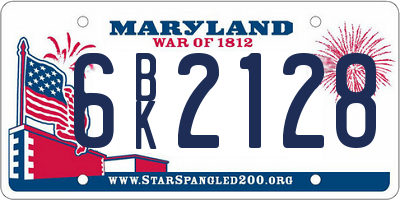 MD license plate 6BK2128