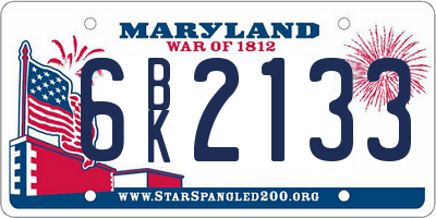 MD license plate 6BK2133