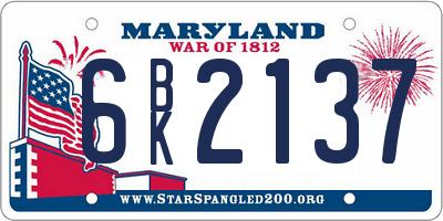 MD license plate 6BK2137
