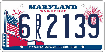 MD license plate 6BK2139