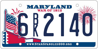 MD license plate 6BK2140