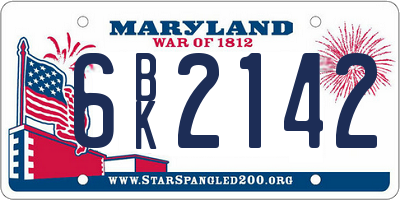 MD license plate 6BK2142
