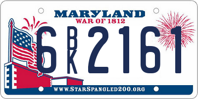 MD license plate 6BK2161