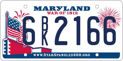 MD license plate 6BK2166