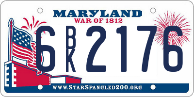 MD license plate 6BK2176