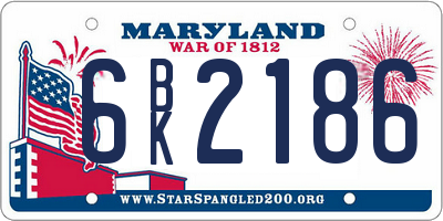 MD license plate 6BK2186