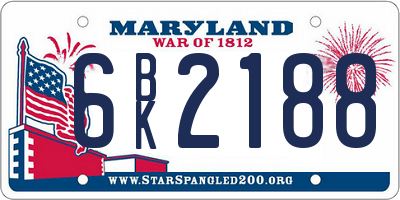 MD license plate 6BK2188