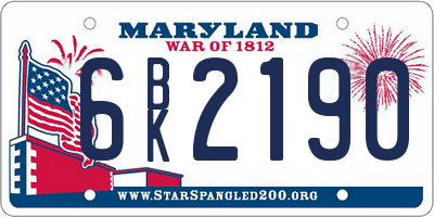 MD license plate 6BK2190