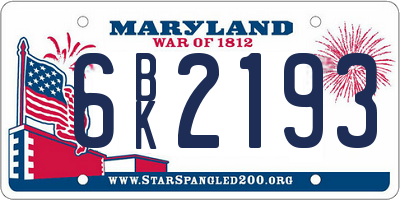 MD license plate 6BK2193