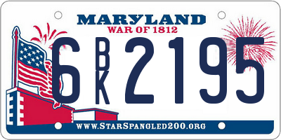 MD license plate 6BK2195