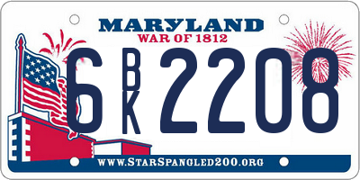 MD license plate 6BK2208